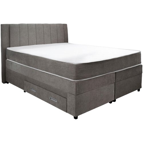 CARRYHOME POSTELJA BOXSPRING 180 cm x 200 cm , tekstil, leseni material siva Cene
