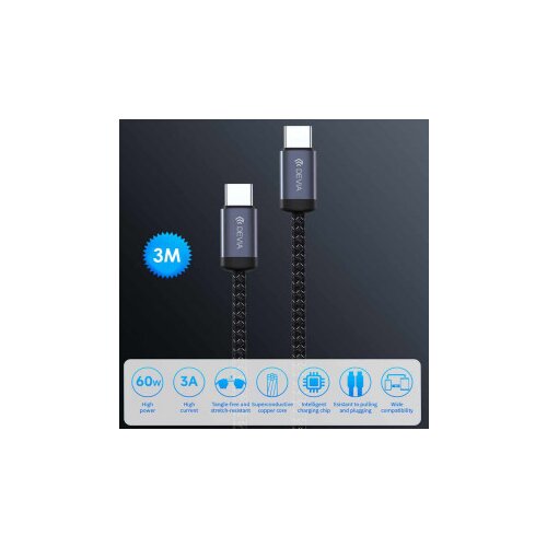 DEVIA Kabl Gracious Series Type-c na Type-c 60w3a/3m Crni Cene