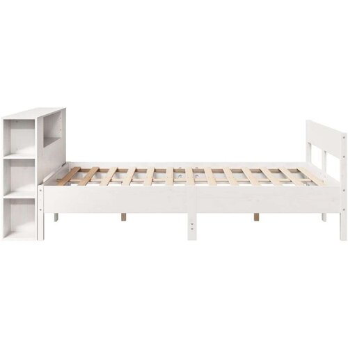 VidaXL Krevet s regalom z knjige bez madraca bijeli 135x190cm borovina Slike