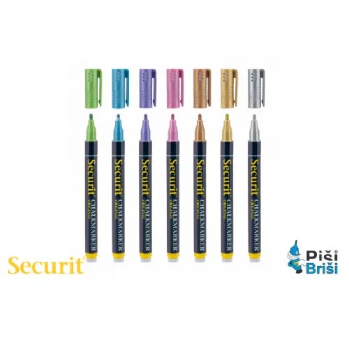 SECURIT Markerji s tekočo kredo &amp;reg;, 2 mm, 7 x metalik Slike