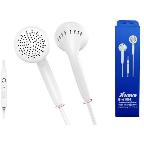 X Wave slu&amp;scaron;alice za mobilni sa mikrofonom/stereo/3.5mm jack/kabl 1.3 m/kontrola glasnoće na kablu/box/bela Slike
