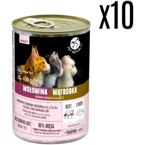 Pet Republic Vlažna hrana za mačke, Govedina, 400g, 10 komada Cene