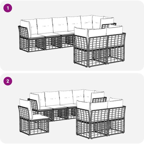  Set vanjskih sofa Prirodna Poliester - Prirodna bez stola Slike