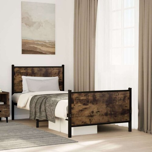 VidaXL Metalni okvir kreveta s uzglavljem i podnožjem 90 x 200 cm Slike