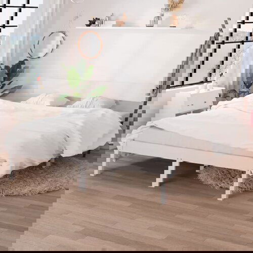 The Living Store Posteljni okvir bel iz trdne borovine 135x190 cm - Posteljni Okvir, (21526750) Slike