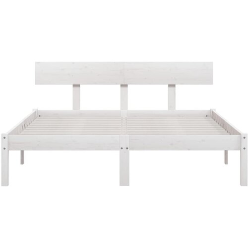  Okvir za krevet masivna borovina bijeli 150 x 200 cm bračni Slike