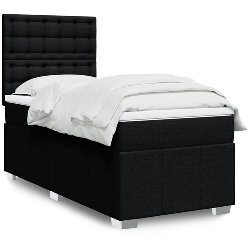 vidaXL Box spring postelja z vzmetnico črna 90x200 cm blago Cene