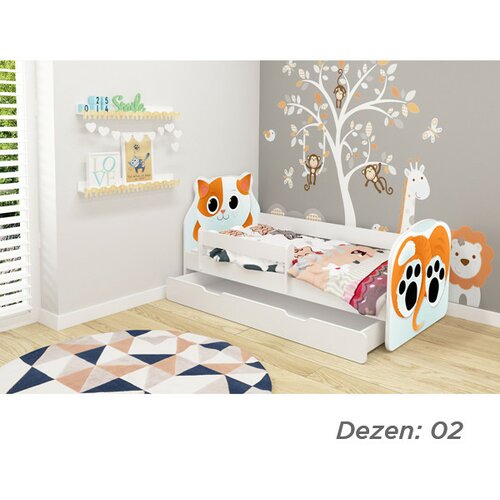 ACMA krevet za decu animals 140X70 cm sa dodatnom fiokom white vii 02 Slike