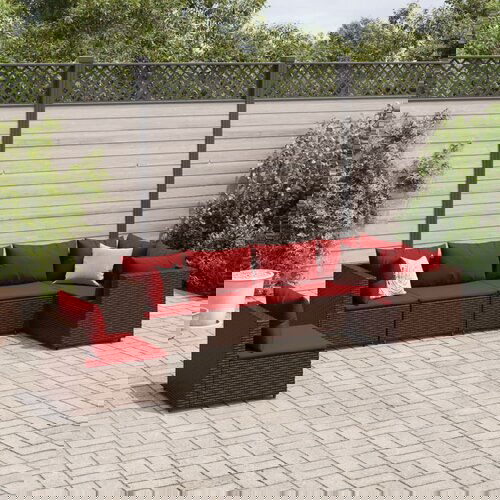 vidaXL 6-dijelna vrtna garnitura s jastucima smeđa od poliratana Cene