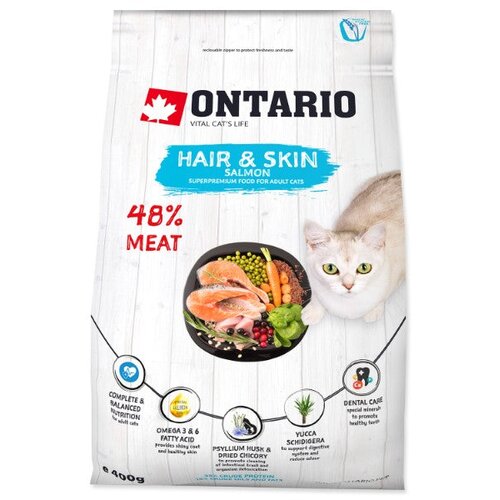 Ontario Cat Hair & Skin - losos 400 g Cene