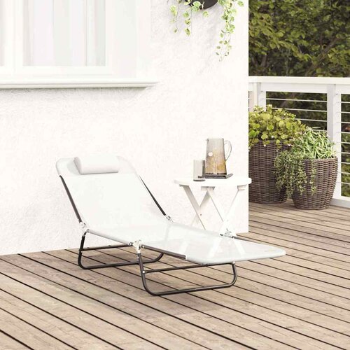  Sklopiva ležaljka za sunčanje Krema 182 x 55 x 85,5 cm Slike