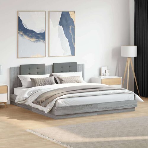 VidaXL Okvir kreveta s uzglavljem LED boja hrasta sonome 160 x 200 cm Slike