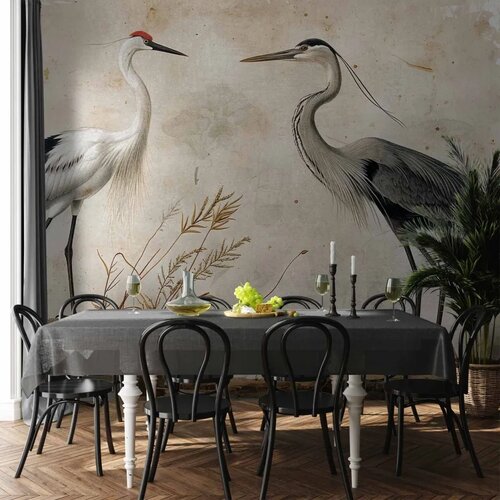  Foto tapeta - Birds from an old engraving - vintage-style illustration depicting a heron and a crane 400x280 Vodootporna Cene