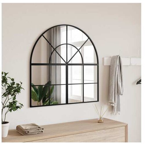 vidaXL Zidno ogledalo crno 80x80 cm lučno željezno Cijene