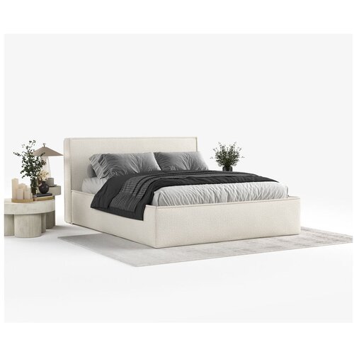 Maison de R&amp;ecirc;ve Krem tapecirani bračni krevet s prostorom za odlaganje s podnicom 160x200 cm Lounge L &amp;ndash; Slike