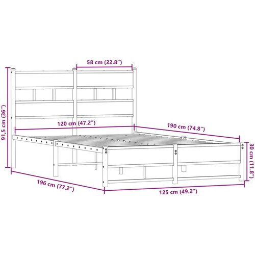  okvir kreveta bez madraca boja hrasta 120x190 cm Slike