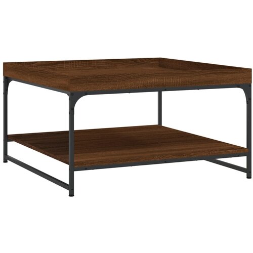 Maison Chic Klubska mizica - kavna mizica - Nizka mizica rjav hrast 80x80x45 cm inženirski les in železo, (21754364) Cene