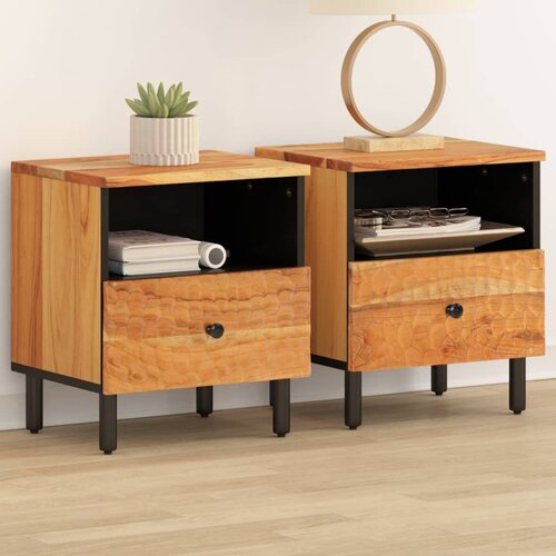 VidaXL Noćni ormarići 2 kom 40 x 33 x 46 cm masivno bagremovo drvo Slike
