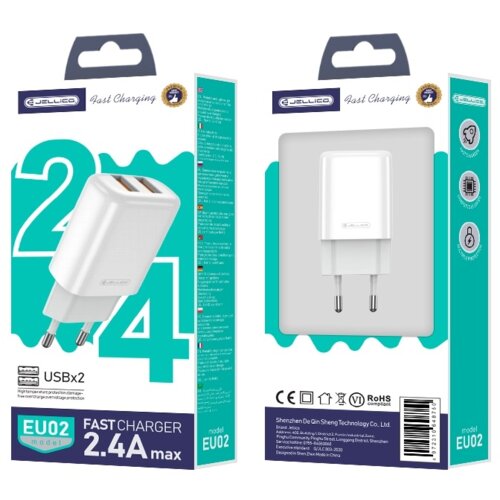 Jellico adapter EU02 12W 2x USB A 2,4A Quick Charge - (EU Blister) bel Cene
