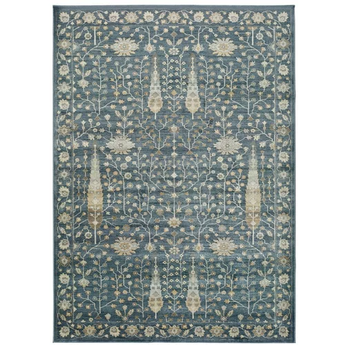 Universal plavi tepih od viskoze Vintage Flowers, 160 x 230 cm