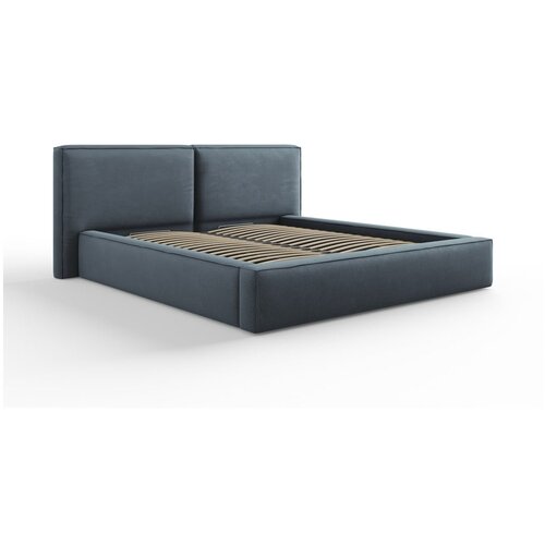 Cosmopolitan Design Tamno plavi tapecirani bračni krevet s prostorom za pohranu s podnicom 180x200 cm Arendal &amp;ndash; Slike