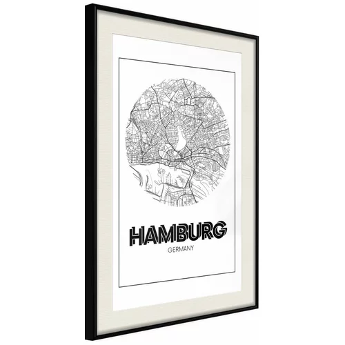  Poster - City Map: Hamburg (Round) 40x60