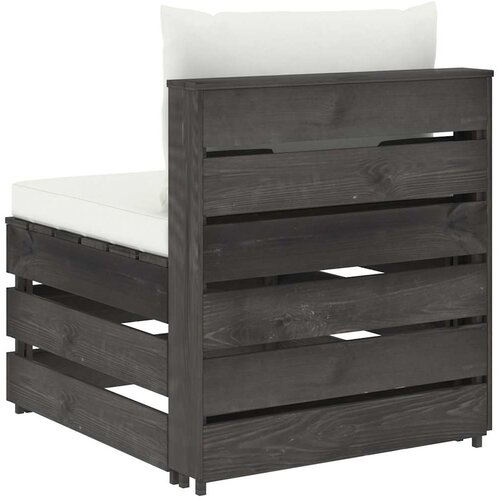  Modularna srednja sofa s jastucima od sivo impregniranog drva Krema Slike