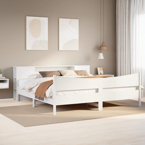 Furnova Posteljni okvir brez vzmetnice bel 180x200 cm trdna borovina, (22055419) Slike