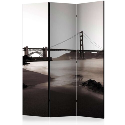  Paravan u 3 dijela - San Francisco: Golden Gate Bridge in black and white [Room Dividers] 135x172 Slike