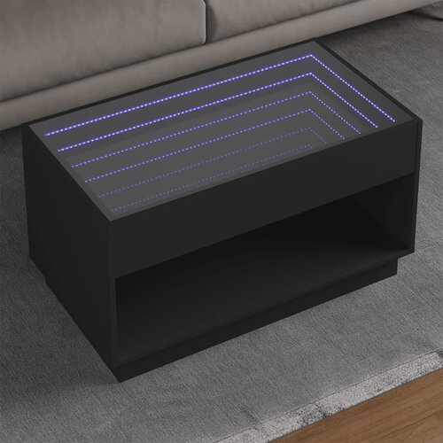 vidaXL Klubska mizica z neskončnimi LED črna 90x50x50 cm Cene