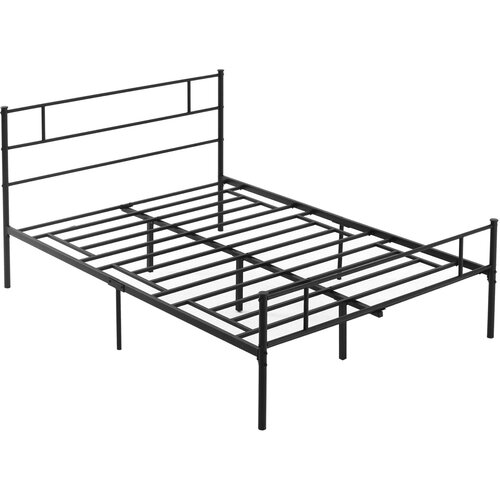 HOMCOM Jekleni okvir za eno posteljo in pol 145x211x100cm, integrirane letve, vzglavje in podnožje v industrijskem slogu, črn, (20746009) Cene