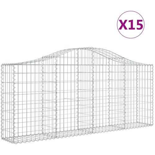 vidaXL Lučne gabionske košare 15 kom 200x30x80/100cm pocinčano željezo Cijene