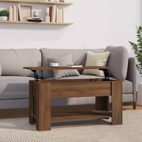 VidaXL Klubska mizica rjavi hrast 101x49x52 cm konstruiran les Slike