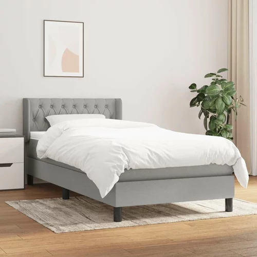  Box spring postelja z vzmetnico svetlo siva 90x200 cm blago, (20725249)