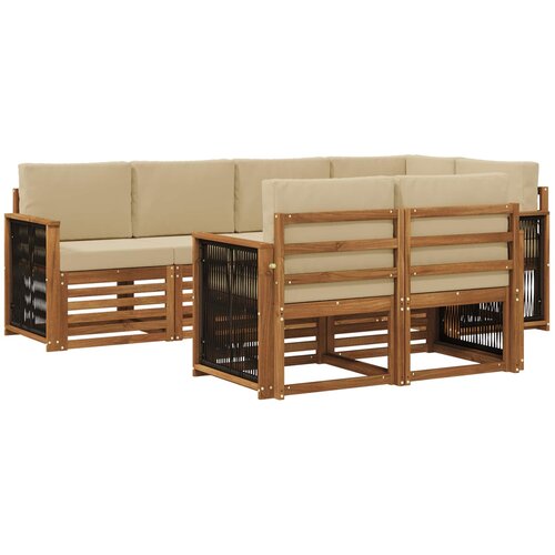 vidaXL Kotna sedežna garnitura z blazino 6 pcs Naravna, (5000283677) Cene