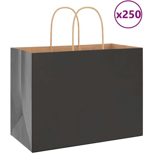  Papirnate vrećice 250 kom s ručkama crne 32x17x25 cm Cene