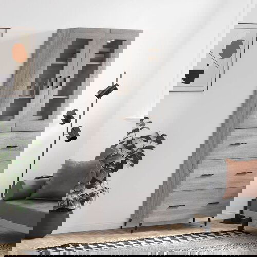 vidaXL Visoka komoda siva sonoma 69,5x34x180 cm inženirski les Cene