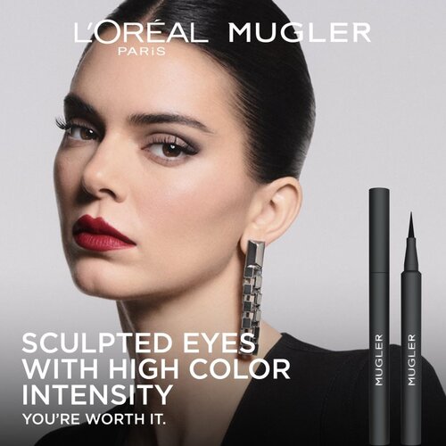 L&amp;acute;Or&amp;eacute;al Paris x Mugler precizno vodoodporno črtalo v obliki flomastra odtenek Black 1.1 ml Slike