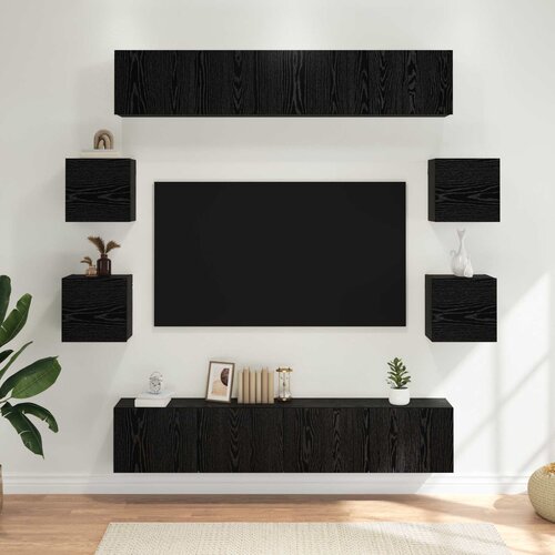  Set TV komoda 8 pcs 80 x 30 x 30 cm Crni hrast Cijene