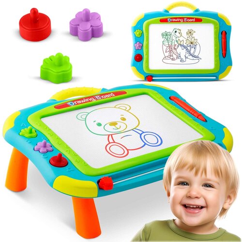 Ricokids 2-in-1 Scribble Board and Drawing Table in Blue for Kids, (21740423) Cene