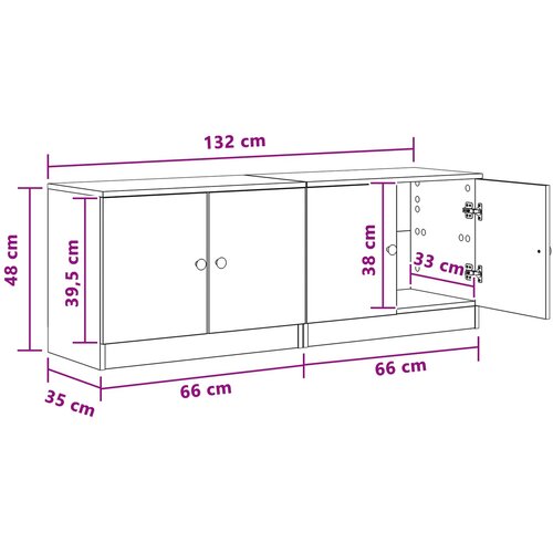  za krevet s vratima 2 pcs Hrast artisan 66 x 35 x 48 cm Slike