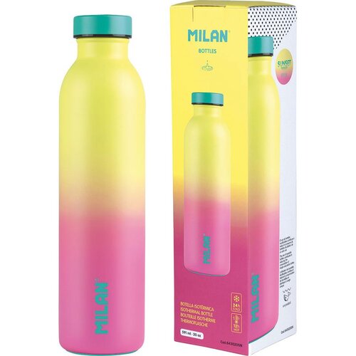 MILAN Boca za vodu Sunset žuto-roza 591ml, isotermalna, nehrđajući čelik Cene