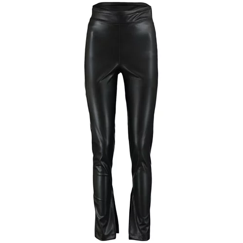 Trendyol Black Slit Detailed Faux Leather Knitted Leggings