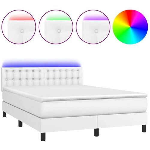  Box spring s madracem LED bijeli 140x200 cm umjetna koža Slike
