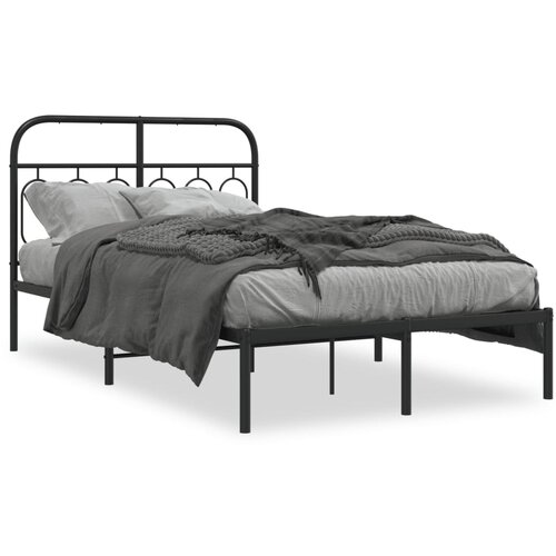 VidaXL Metalni okvir za krevet s uzglavljem crni 120x200 cm Slike