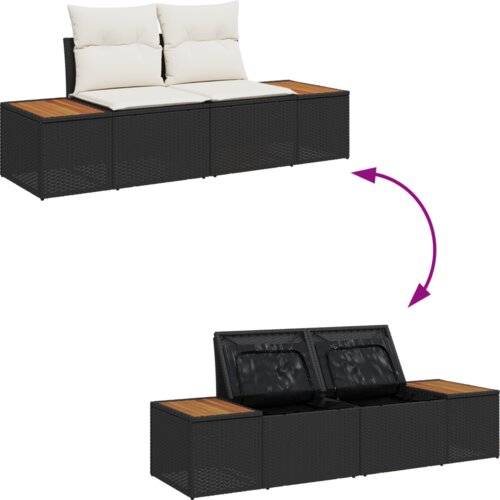 vidaXL set vrtnih sofa od 9 komada s jastucima, crni poli ratan Cene