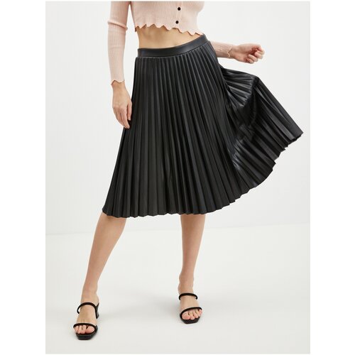 Orsay Black Leatherette Pleated Skirt - Women Cijene