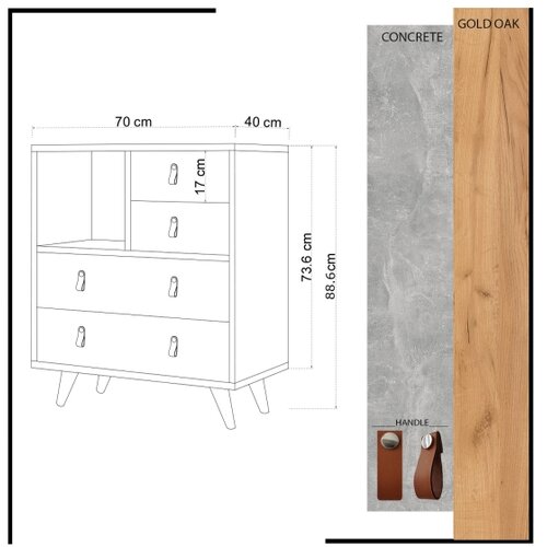  Komoda WITLOF 87x70 cm braon/siva Slike