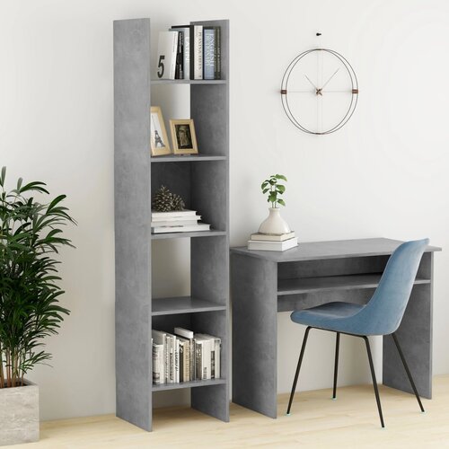 VidaXL Knjižna omara betonsko siva 40x35x180 cm iverna plo&amp;scaron;ča Slike