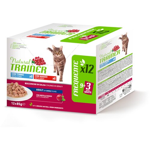  38 + 10 gratis! 48 x 85 g Natural Trainer Adult - Tuna i govedina 4 x (12 x 85 g) Cene
